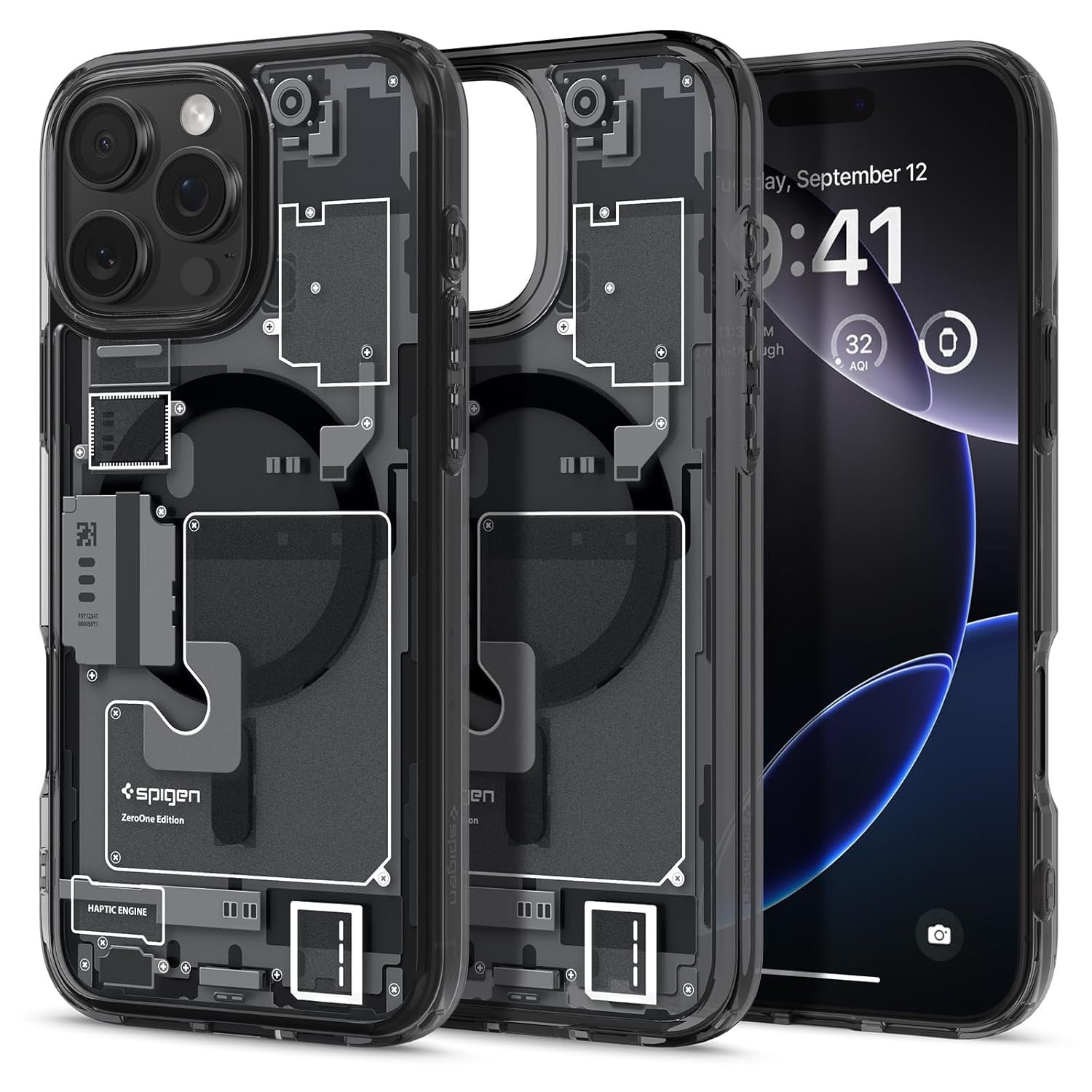 iPhone 16 Pro Max Machine Style Ultra Hybrid Zero One Shockproof Case with Magsafe - Black